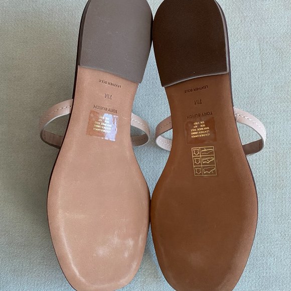 NEW Tory Birch Miller Thong Leather Metal Sandals - Seashell / Gold, Size 7 - Picture 2 of 4